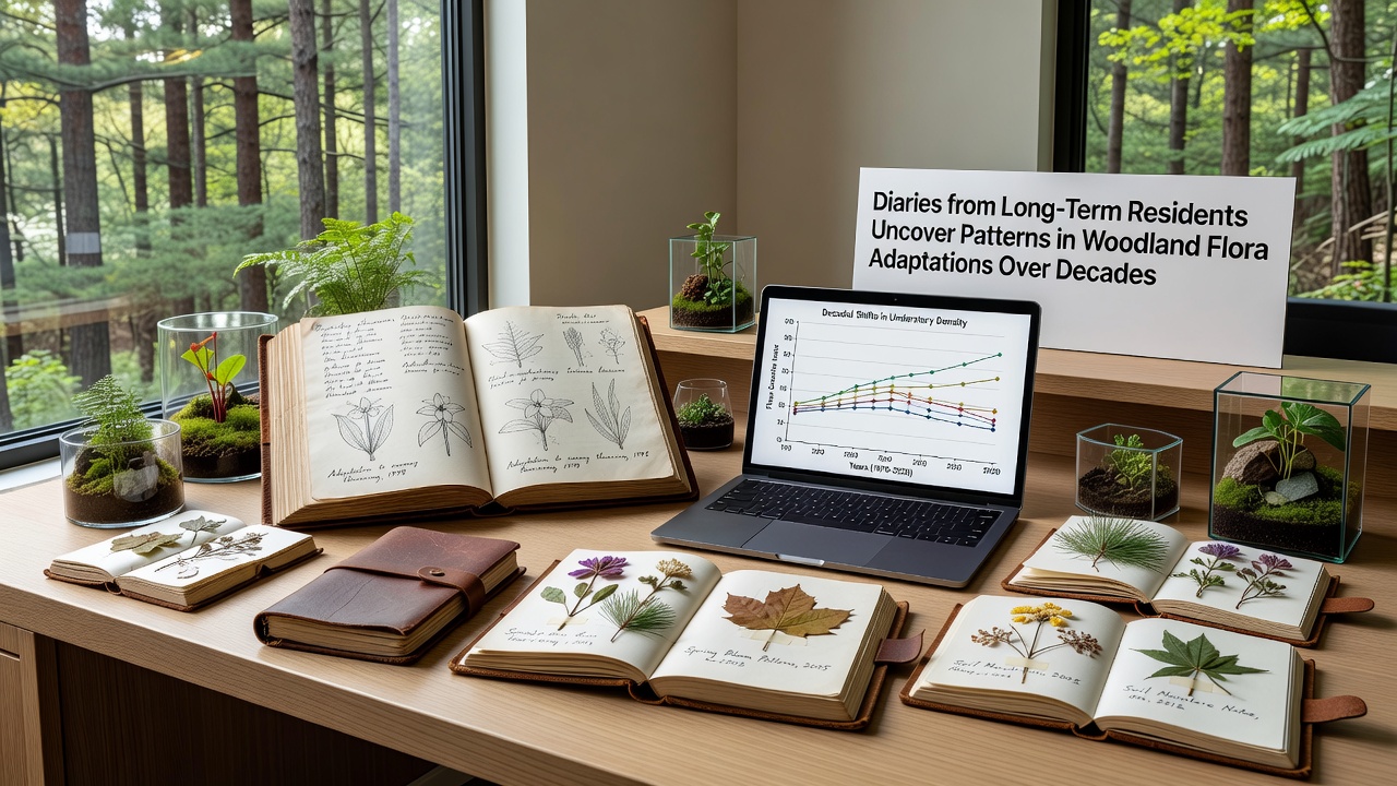 Diaries from Long-Term Residents Uncover Patterns in Woodland Flora Adaptations Over Decades